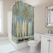 Surf omhoog, pastelstijl gepersonaliseerd douchegordijn (In situ)