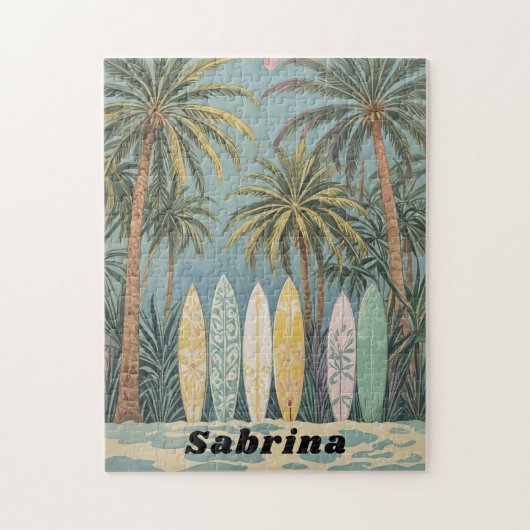 Surf omhoog, pastelstijl gepersonaliseerd legpuzzel (Verticaal)