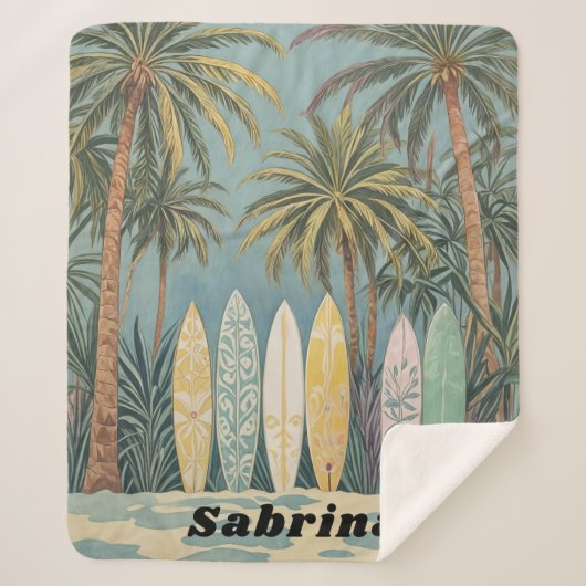 Surf omhoog, pastelstijl gepersonaliseerd sherpa deken (Voorkant)