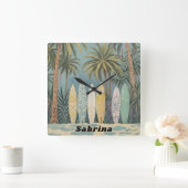 Surf omhoog, pastelstijl gepersonaliseerd vierkante klok (Huis)