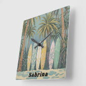 Surf omhoog, pastelstijl gepersonaliseerd vierkante klok (Hoek)