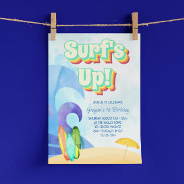 Surf Omhoog Retro Beach Eerste Verjaardag Kaart