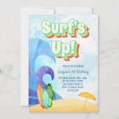 Surf Omhoog Retro Beach Eerste Verjaardag Kaart (Voorkant)