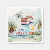 Surf omhoog | Retro Summer Surfing Birthday Servet (Voorkant)