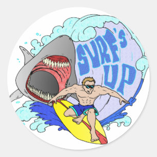SURF OMHOOG RONDE STICKER