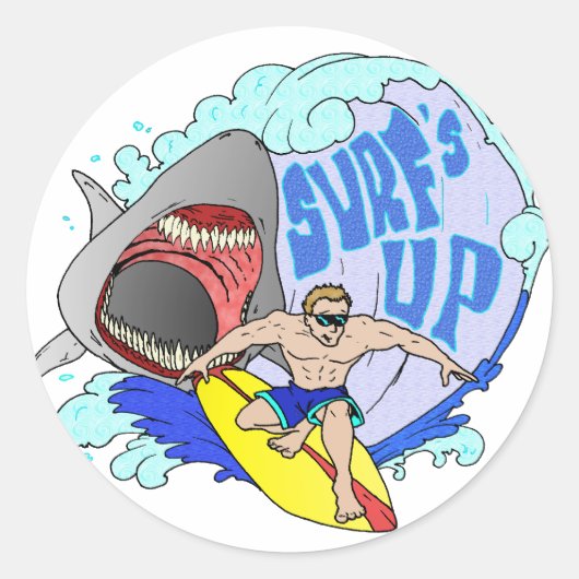 SURF OMHOOG RONDE STICKER (Voorkant)