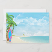 Surf omhoog roze en blauw Surfboard strand Birthda Kaart (Achterkant)