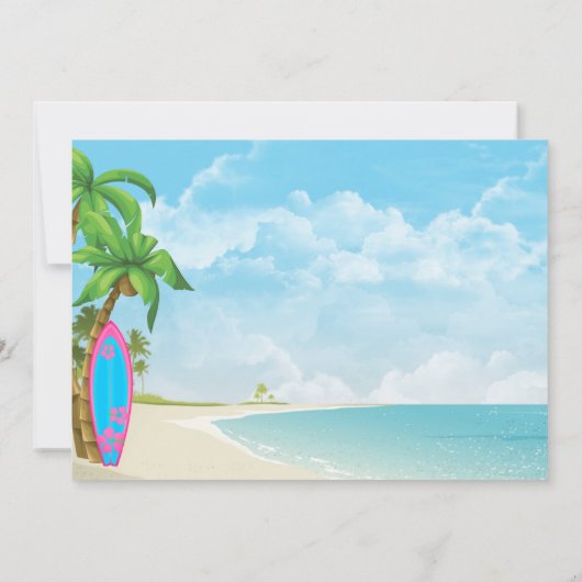 Surf omhoog roze en blauw Surfboard strand Birthda Kaart (Achterkant)