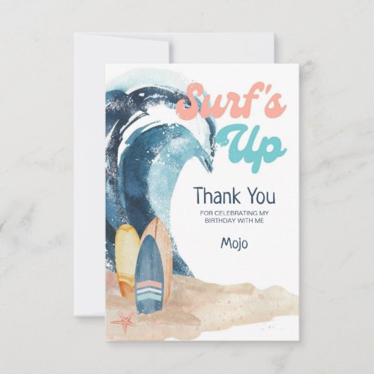 Surf omhoog | Strand Surfboards Kinderen Verjaarda Bedankkaart (Voorkant)