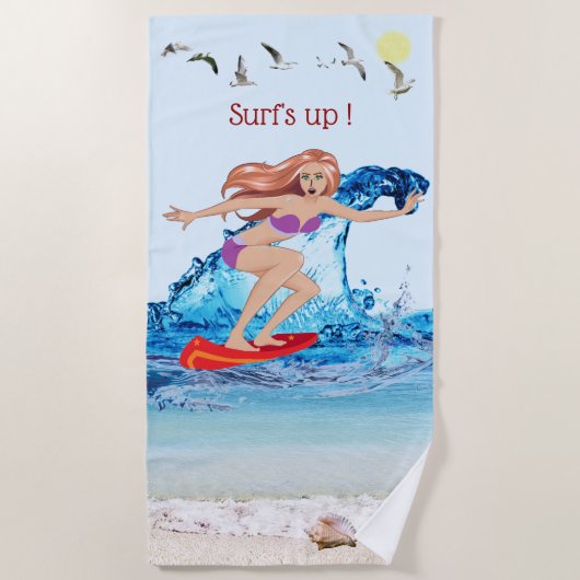 Surf omhoog! strandlaken (Voorkant)