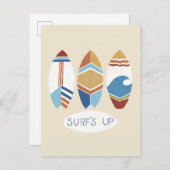 Surf omhoog! Surfplanken Briefkaart (Voorkant / Achterkant)
