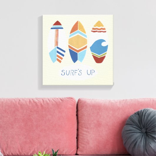 Surf omhoog! Surfplanken Canvas Afdruk (Insitu (Woonkamer))