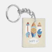 Surf omhoog! Surfplanken Sleutelhanger (Voorkant Links)