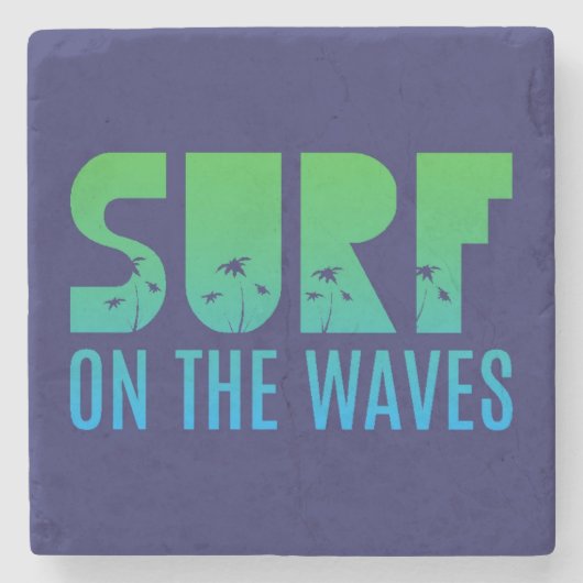 Surf op het Poster Waves Stenen Onderzetter (Voorkant)