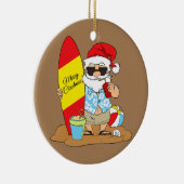 Surf op het strand Santa Hawaiian Kerstmis Keramisch Ornament (Rechts)