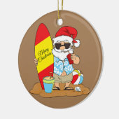 Surf op het strand Santa Hawaiian Kerstmis Keramisch Ornament (Links)