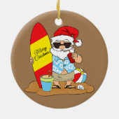 Surf op het strand Santa Hawaiian Kerstmis Keramisch Ornament (Achterkant)
