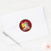 Surf op het strand Santa Hawaiian Kerstmis Ronde Sticker (Envelop)