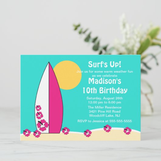 Surf op overdag zwemmen in surfplank kaart (Staand voorkant)