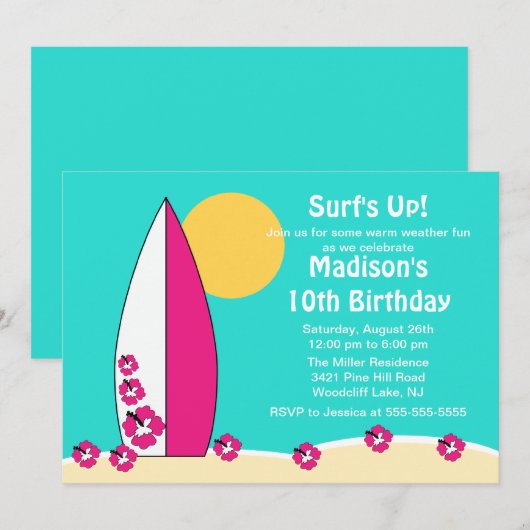 Surf op overdag zwemmen in surfplank kaart (Voorkant / Achterkant)