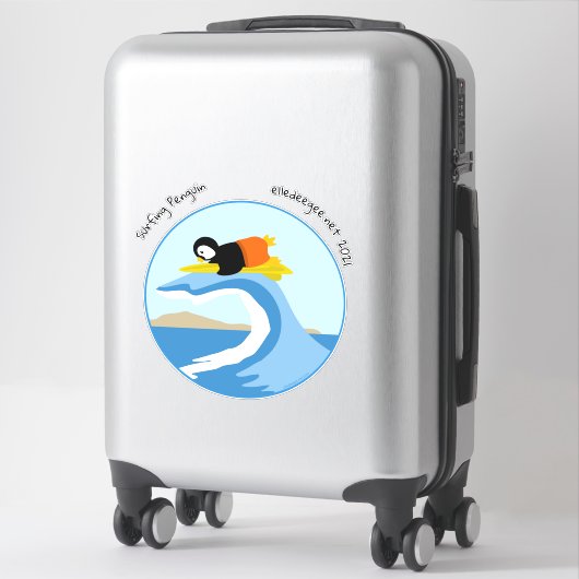 Surf-op-pinguïn, vinylSticker met waterscheiding Sticker (Koffer)