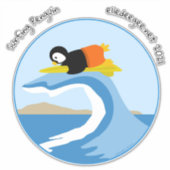 Surf-op-pinguïn, vinylSticker met waterscheiding Sticker (Voorkant)