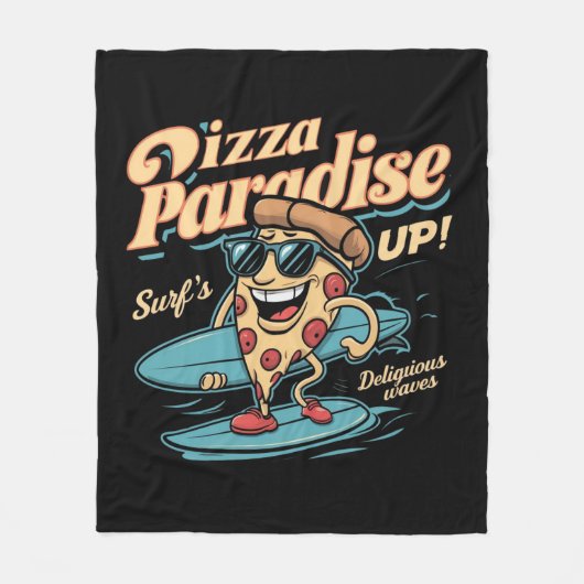 Surf op ,pizzaparadijs fleece deken (Voorkant)