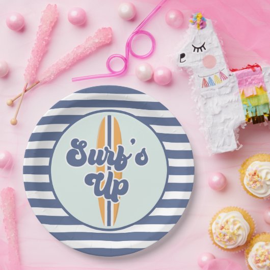 Surf op strandstralen papieren bordje (Feest)