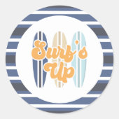 Surf op strandstralen ronde sticker (Voorkant)