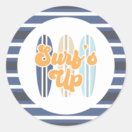 Surf op strandstralen ronde sticker (Voorkant)
