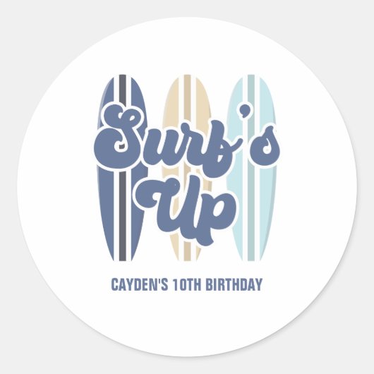 Surf op surfplankstrand - Birthday - Klassieke ron Ronde Sticker (Voorkant)