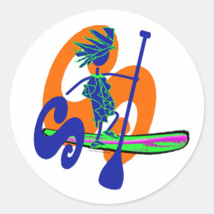 Surf opstand-up peddel ronde sticker
