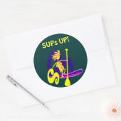 Surf opstand-up peddel ronde sticker (Envelop)