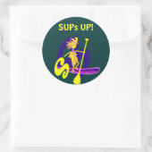 Surf opstand-up peddel ronde sticker (Tas)