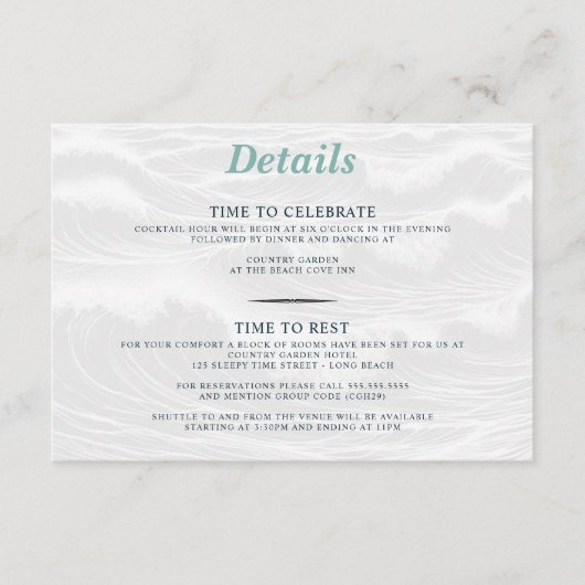 Surf Paar Bruiloft Informatiekaartje (Voorkant)