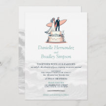 Surf paar bruiloft uitnodiging