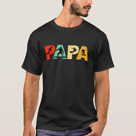 Surf Pap Shirt Grappig Papa Surfen Vader Retro (Voorkant)