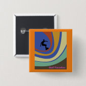Surf Paradise surfer op kleurrijke golven Vierkante Button 5,1 Cm (Voorkant /achterkant)