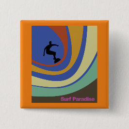 Surf Paradise surfer op kleurrijke golven Vierkante Button 5,1 Cm