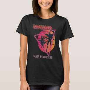 Surf Paradise Zanzibar Retro Beach Palm tree Vacat T-shirt