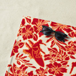 Surf Pareau Hawaiian Hibiscus Aloha - Rood Strandlaken