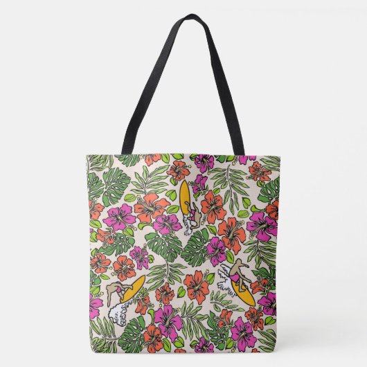 Surf Pareau Hawaiian Hibiscus Surfing Beach tas (Voorkant)