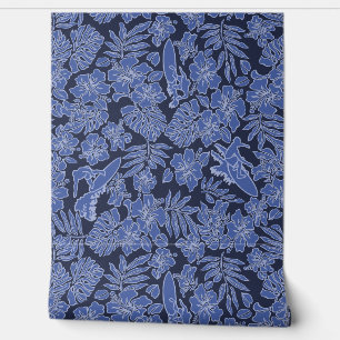 Surf Pareau Hawaiian Hibiscus Surfing Blues Behang