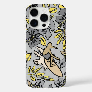 Surf Pareau Hawaiian Hibiscus Surfing Grey iPhone 16 Pro Hoesje