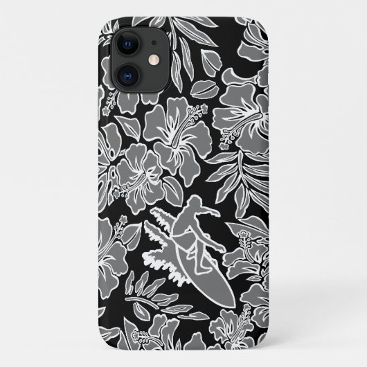 Surf Pareau Hawaiian Hibiscus Surfing Grey Case-Mate iPhone Case (Achterkant)