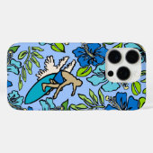 Surf Pareau Hawaiian Hibiscus Surfing Multi Blues Case-Mate iPhone Case (Achterkant (horizontaal))
