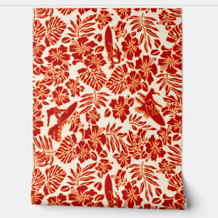 Surf Pareau Hawaiian Hibiscus Surfing Red Behang