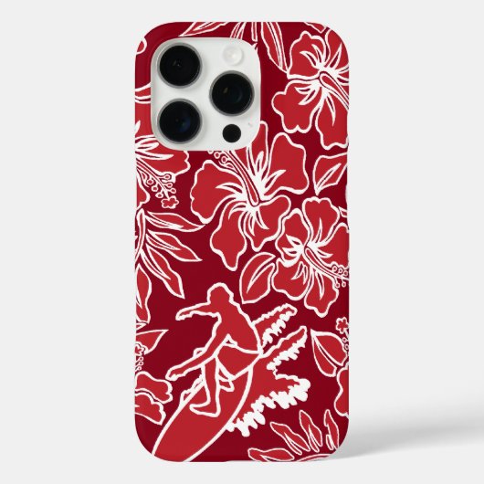 Surf Pareau Hawaiian Hibiscus Surfing Red Case-Mate iPhone Case (Achterkant)