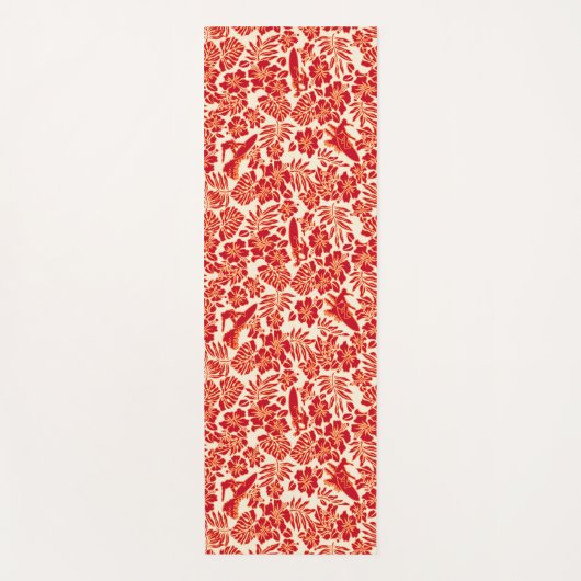 Surf Pareau Hawaiian Hibiscus Surfing - Red Yogamat (Voorkant)