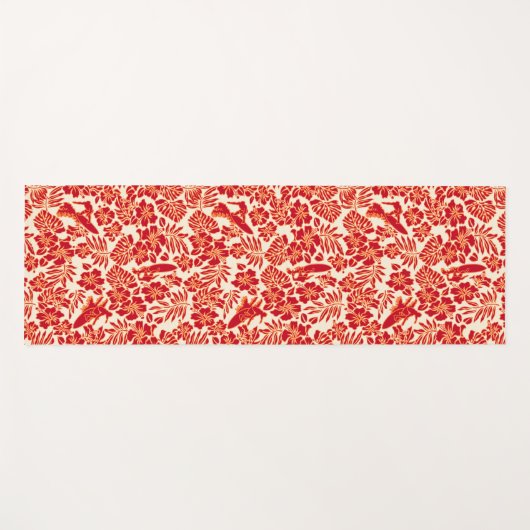 Surf Pareau Hawaiian Hibiscus Surfing - Red Yogamat (Voorkant (horizontaal))